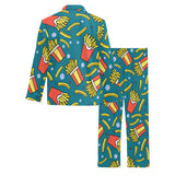 French fries red paper box pattern Men's Long Pajama Set