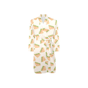 Sandwich Pattern Print Design 01 Men's Long Sleeve Belted Night Robe