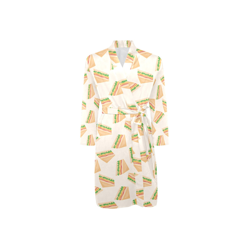 Sandwich Pattern Print Design 01 Men's Long Sleeve Belted Night Robe