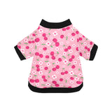 cherry flower pattern pink background All Over Print Pet Dog Round Neck Fuzzy Shirt