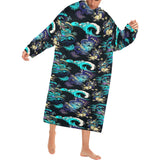 Dragon sea wave pattern Blanket Robe with Sleeves