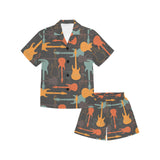 electric guitars pattern Kids' Boys' Girls' V-Neck Short Pajama Set