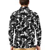 Crow illustration pattern Men's Long Sleeve Polo Shirt