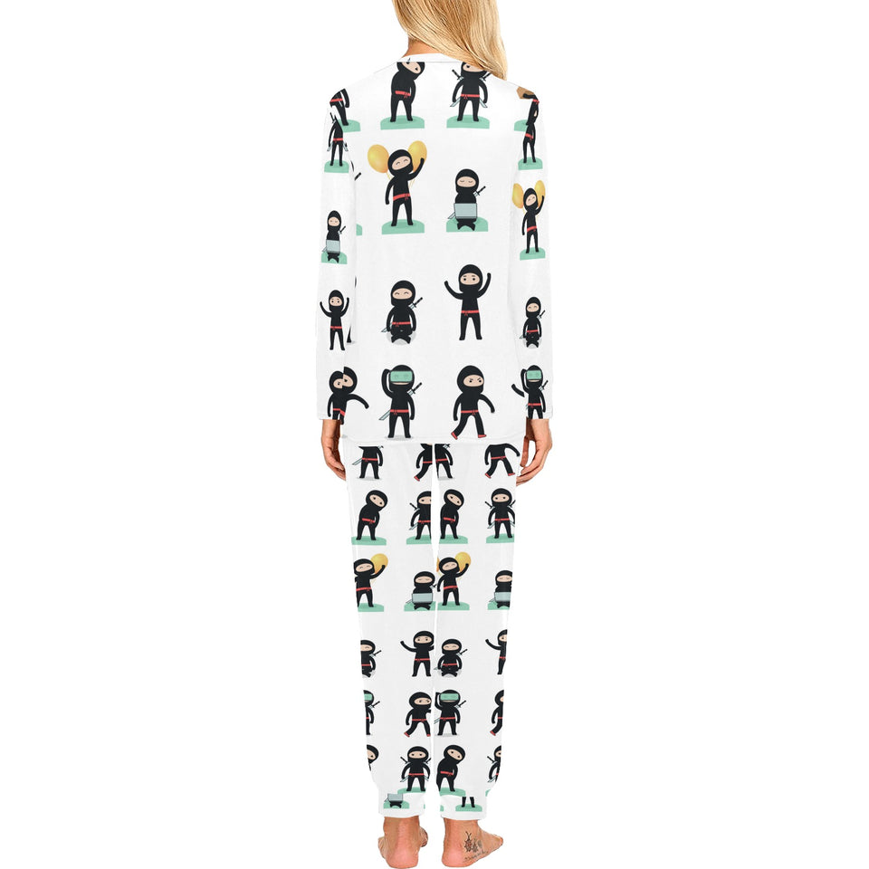 Cute ninja katana sword pattern Women's All Over Print Pajama Set