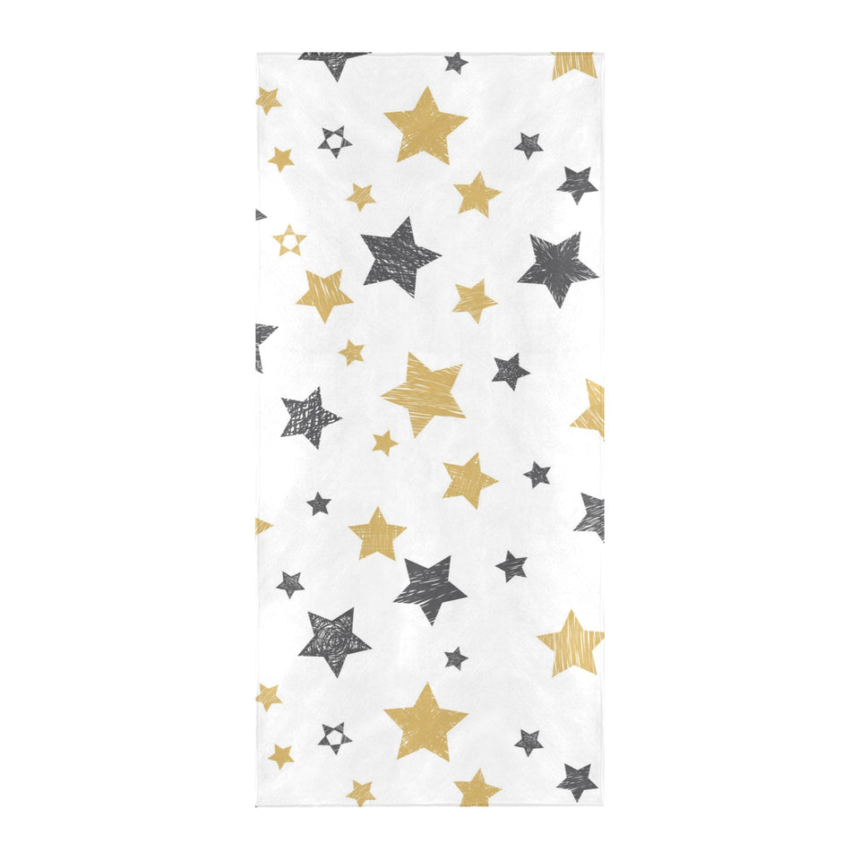 hand drawn gold black star pattern Beach Towel