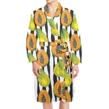 papaya design pattern Men's Long Sleeve Belted Night Robe