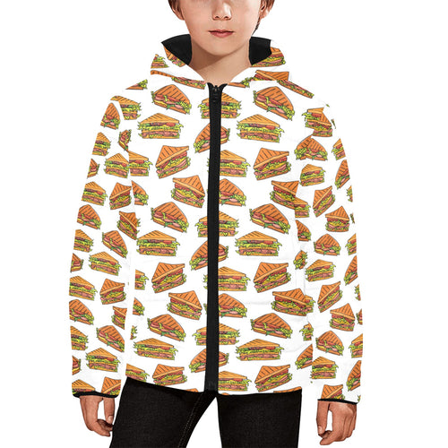 Sandwich Pattern Print Design 02 Kids' Boys' Girls' Padded Hooded Jacket