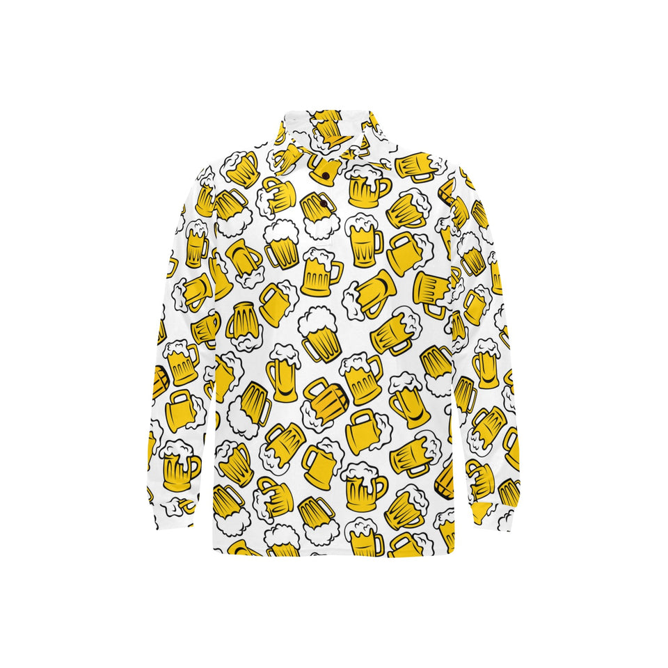 Beer design pattern Men's Long Sleeve Polo Shirt