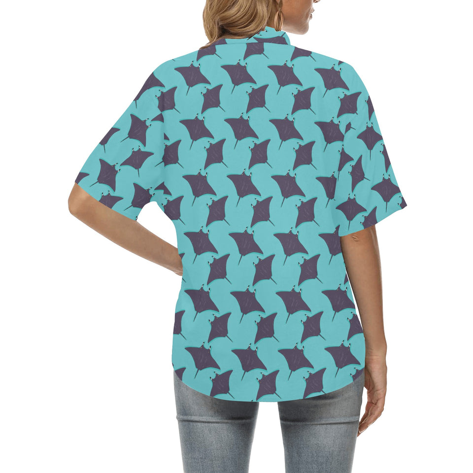 Stingray Pattern Print Design 02 Women's All Over Print Hawaiian Shirt