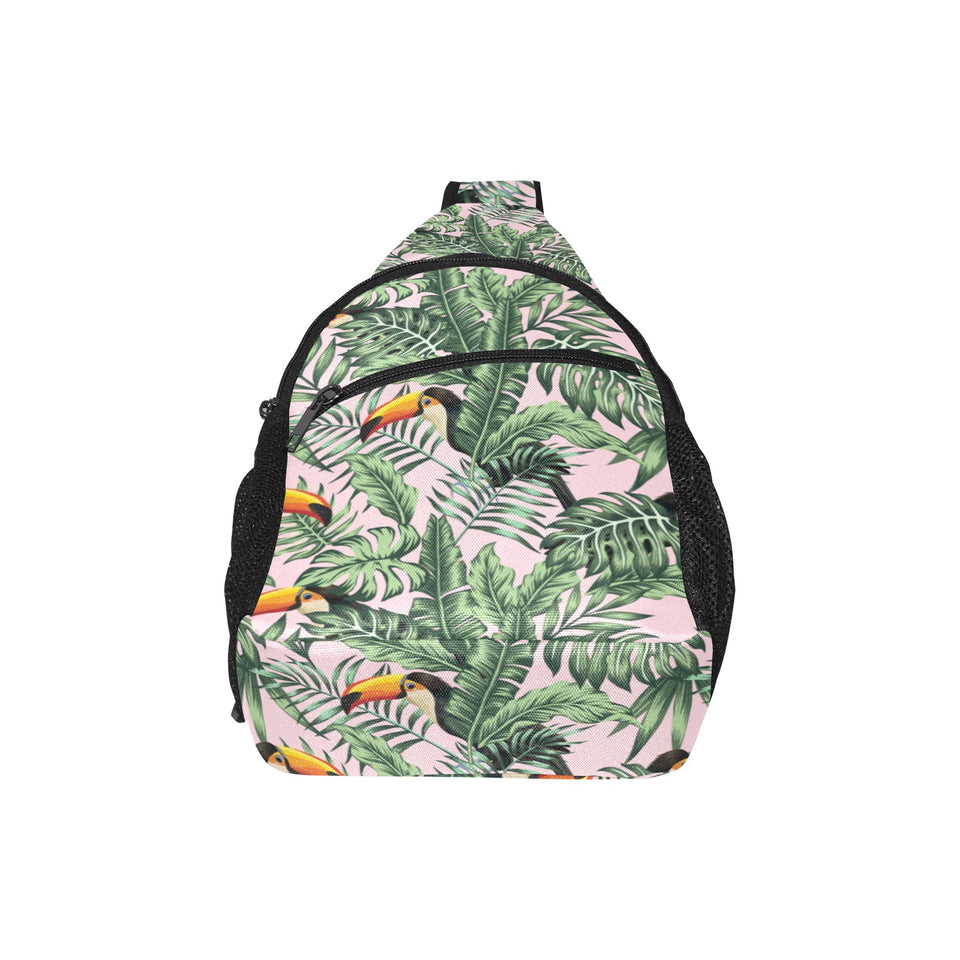 Toucan tropical green jungle palm pattern All Over Print Chest Bag