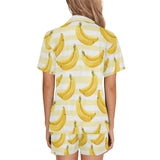 Banana pattern blackground Women's V-Neck Short Pajama Set