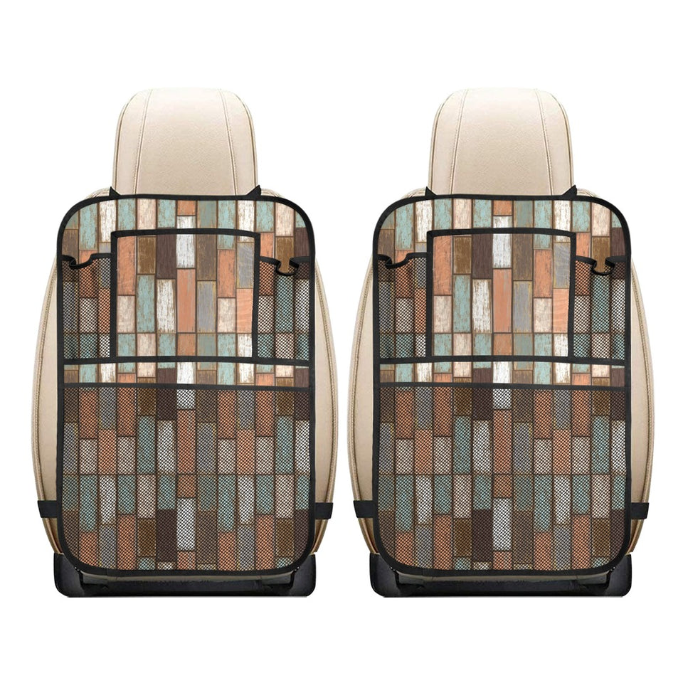Wood Printed Pattern Print Design 02 Car Seat Back Organizer