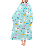 Llama alpaca cactus leaves pattern Blanket Robe with Sleeves