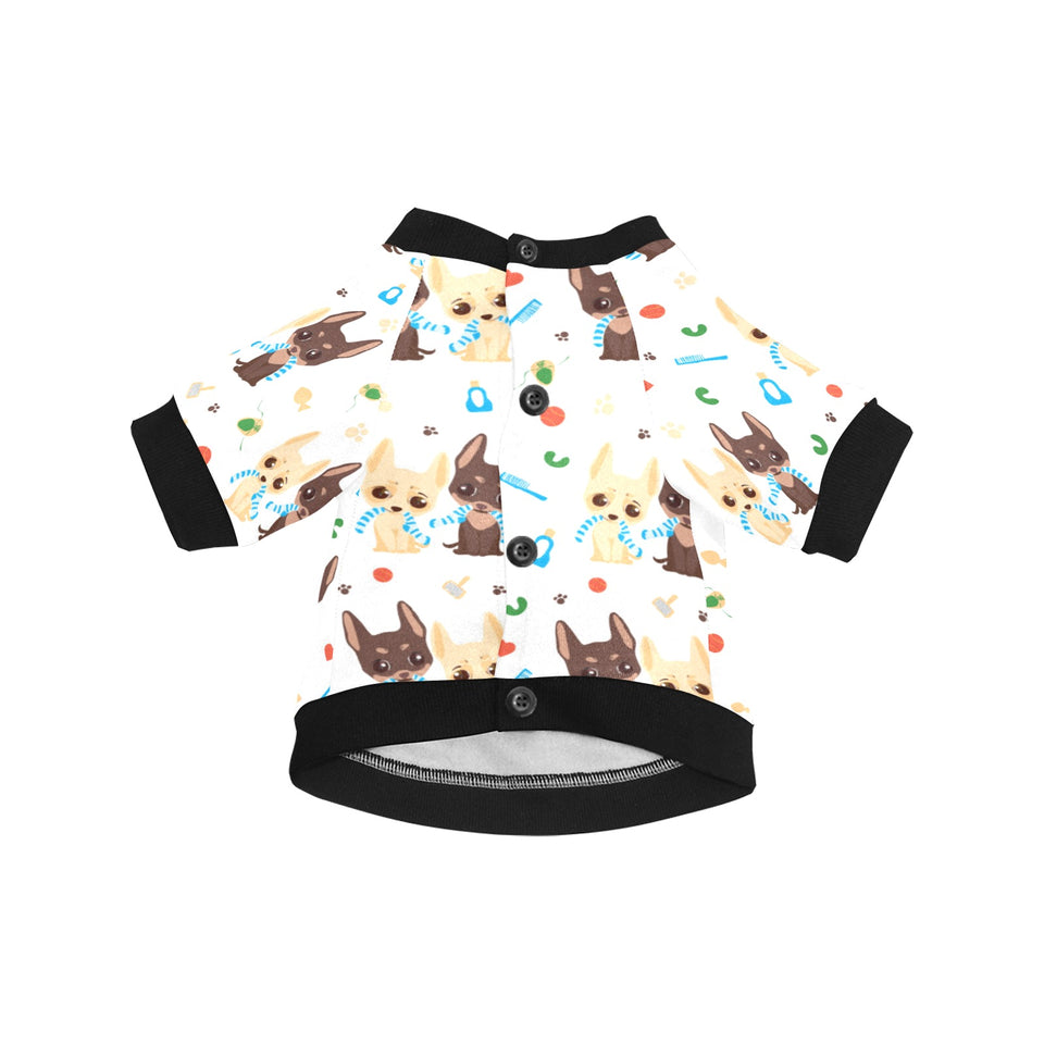Cute Chihuahua dog pattern All Over Print Pet Dog Round Neck Fuzzy Shirt