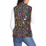 Music Notes Pattern Print Design 02 Women's Padded Vest