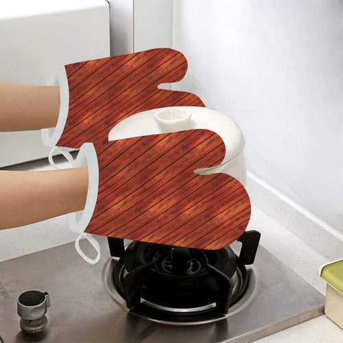 Wood Printed Pattern Print Design 03 Heat Resistant Oven Mitts