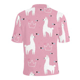 Llama Alpaca pink background Men's All Over Print Polo Shirt