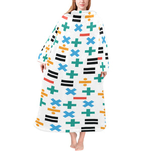 Math Pattern Print Design 05 Blanket Robe with Sleeves