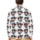 Cute ninja design pattern Men's Long Sleeve Polo Shirt