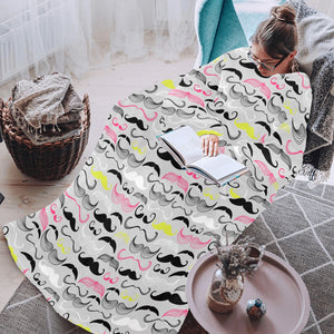 Mustache Beard Pattern Print Design 02 Blanket Robe with Sleeves