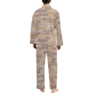 Brick Printed Pattern Print Design 01 Men's Long Pajama Set