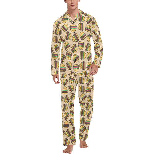 Hamburger Pattern Print Design 01 Men's Long Pajama Set