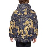 Gold dragon pattern Kids' Boys' Girls' Padded Hooded Jacket
