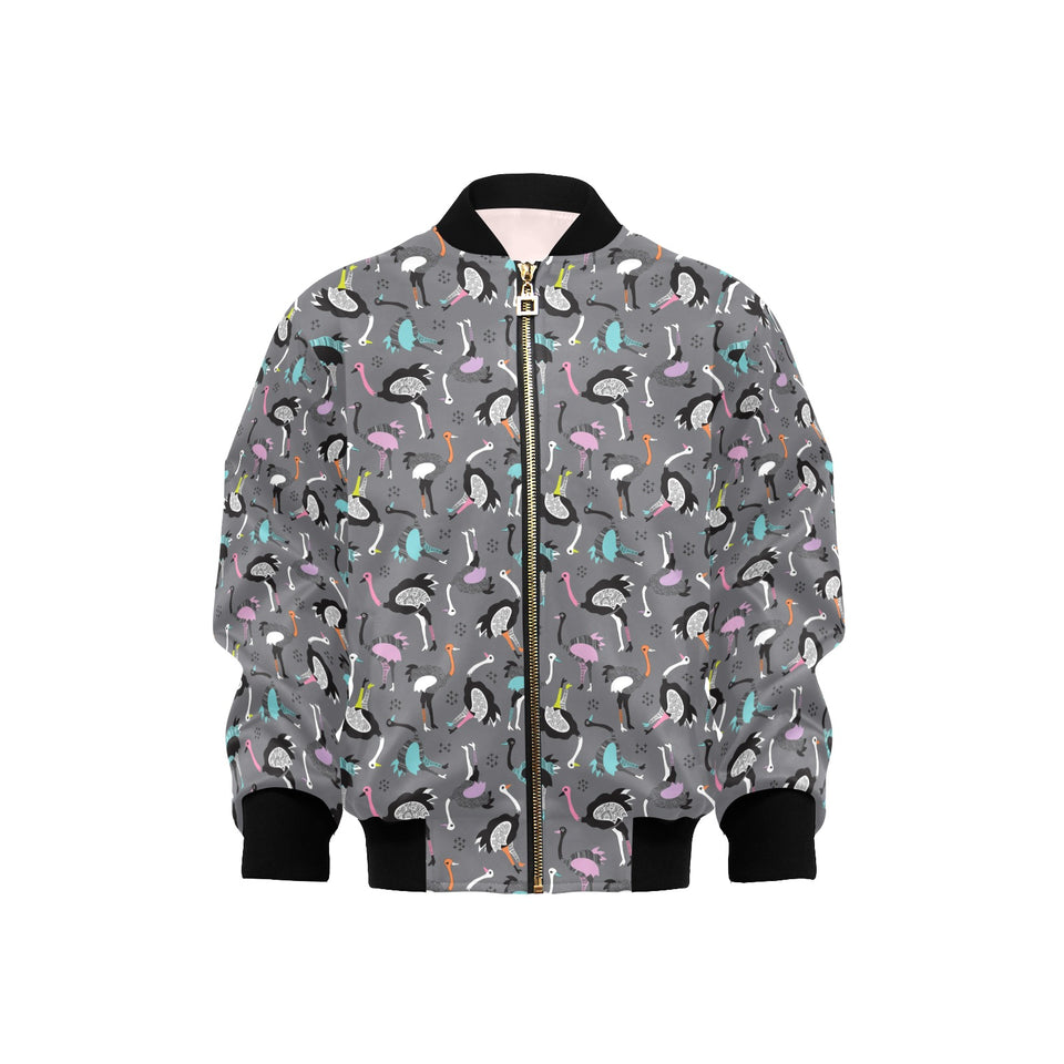 Ostrich Pattern Print Design 01 Kids' Boys' Girls' Bomber Jacket
