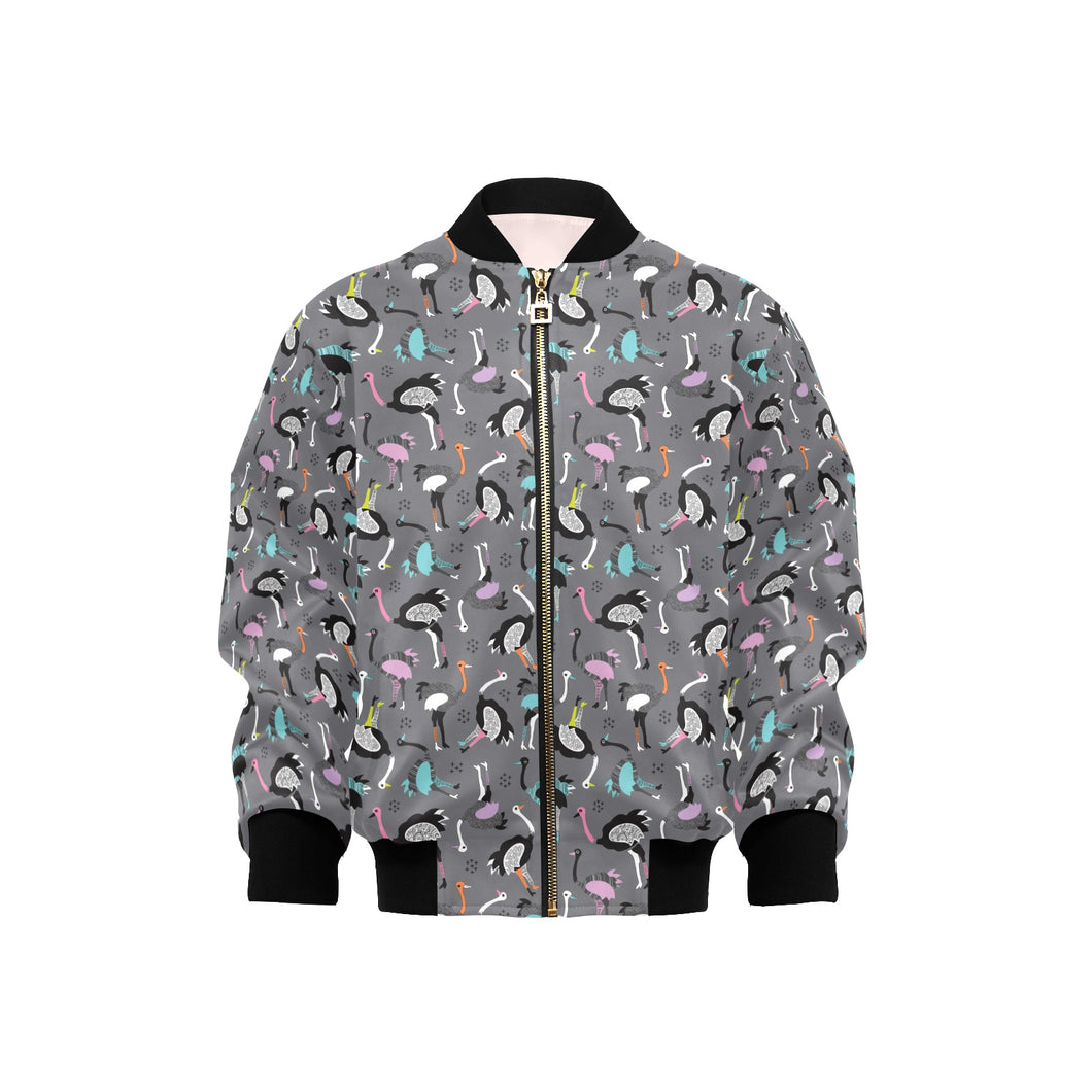Ostrich Pattern Print Design 01 Kids' Boys' Girls' Bomber Jacket