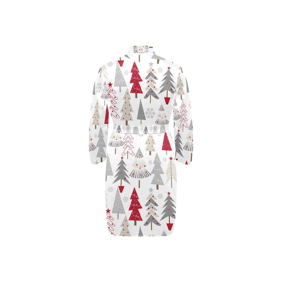 Cute Christmas tree pattern Men's Long Sleeve Belted Night Robe