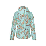 Monkey Palm tree background Women's Padded Hooded Jacket