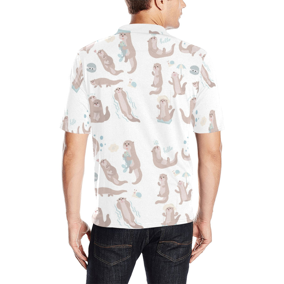 Cute sea otters pattern Men's All Over Print Polo Shirt