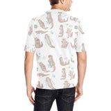 Cute sea otters pattern Men's All Over Print Polo Shirt