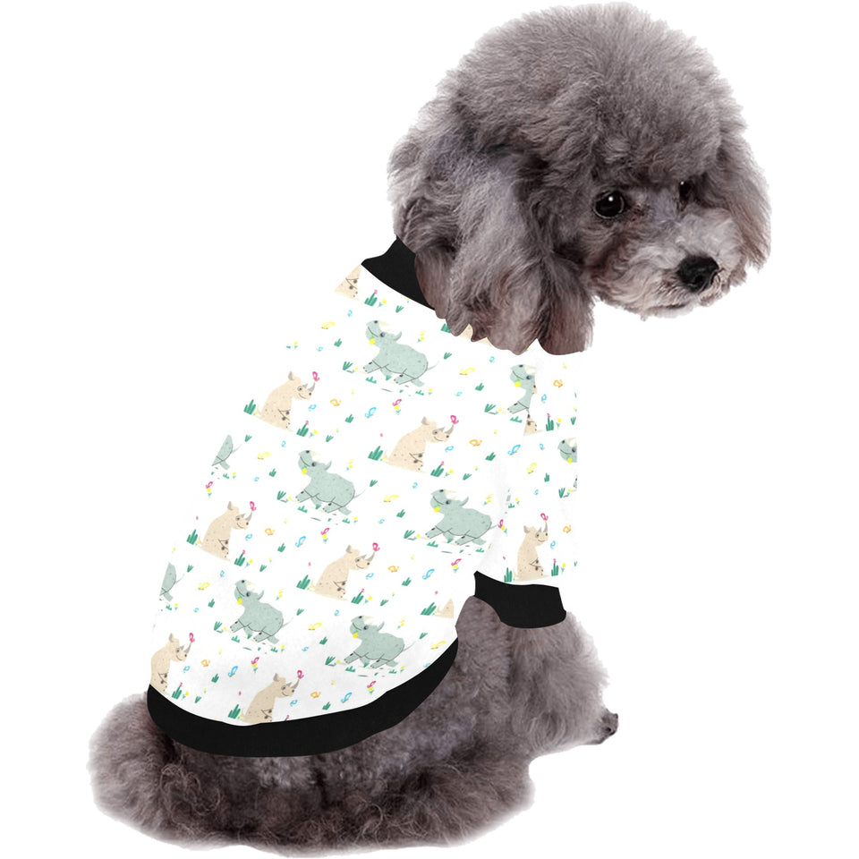 Cute Rhino pattern All Over Print Pet Dog Round Neck Fuzzy Shirt