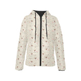 Jack Russel Pattern Print Design 02 Women's Padded Hooded Jacket