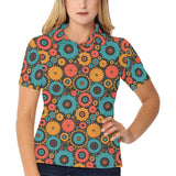 Gear Pattern Print Design 01 Women's All Over Print Polo Shirt
