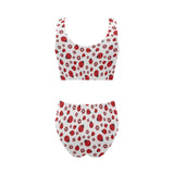 Ladybug Pattern Print Design 04 Chest Bowknot High Waisted Bikini Swimsuit