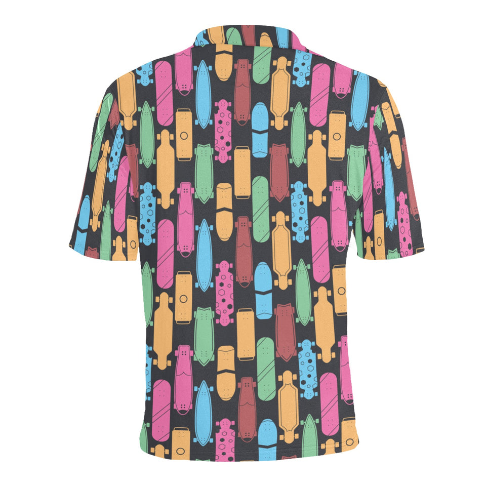 Skate Board Pattern Print Design 02 Men's All Over Print Polo Shirt