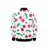cherry pattern white background Kids' Boys' Girls' Bomber Jacket