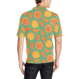 orange fruit pattern green background Men's All Over Print Polo Shirt