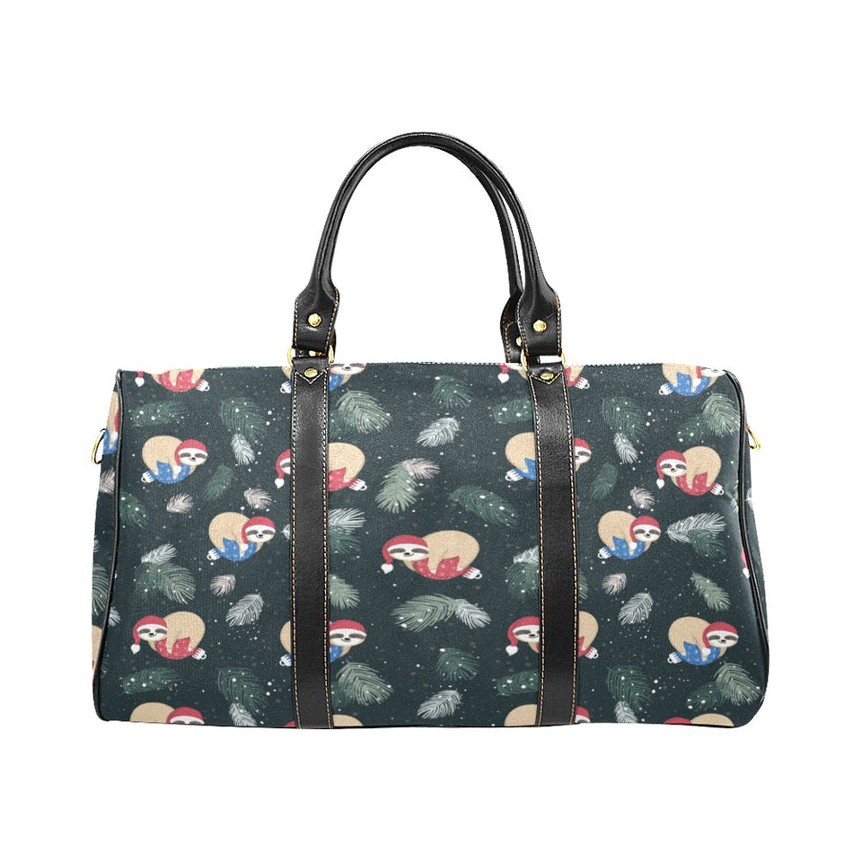 Cute sloths sleeping christmas ball santa hat patt Travel Bag