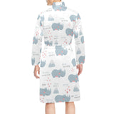 cute rhino heart pattern Men's Long Sleeve Belted Night Robe