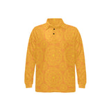 Orange traditional indian element pattern Men's Long Sleeve Polo Shirt