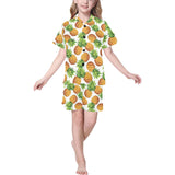 Pineapples design pattern Kids' Boys' Girls' V-Neck Short Pajama Set