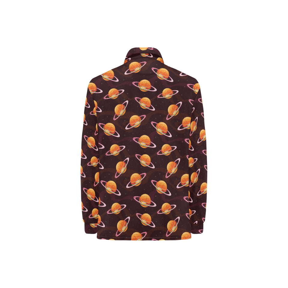 Hamburger Pattern Print Design 05 Women's Long Sleeve Polo Shirt