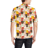 Colorful Maneki neko cat pattern Men's All Over Print Polo Shirt