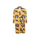 Boston terrier design pattern Men's Long Sleeve Belted Night Robe