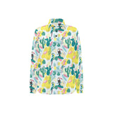 Cute parrot toucan flamingo cactus exotic leaves p Women's Long Sleeve Polo Shirt