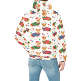 Corgi Christmas Pattern Men's Padded Hooded Jacket