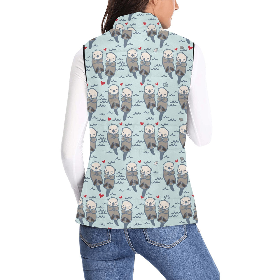 Lovely Sea Otter Pattern Women's Padded Vest